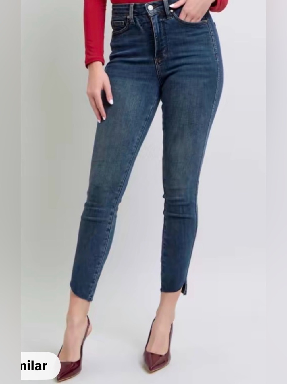 Judy Blue - High-Waisted Tummy Control Skinny Jeans - Raw Hem - Size 13/31
